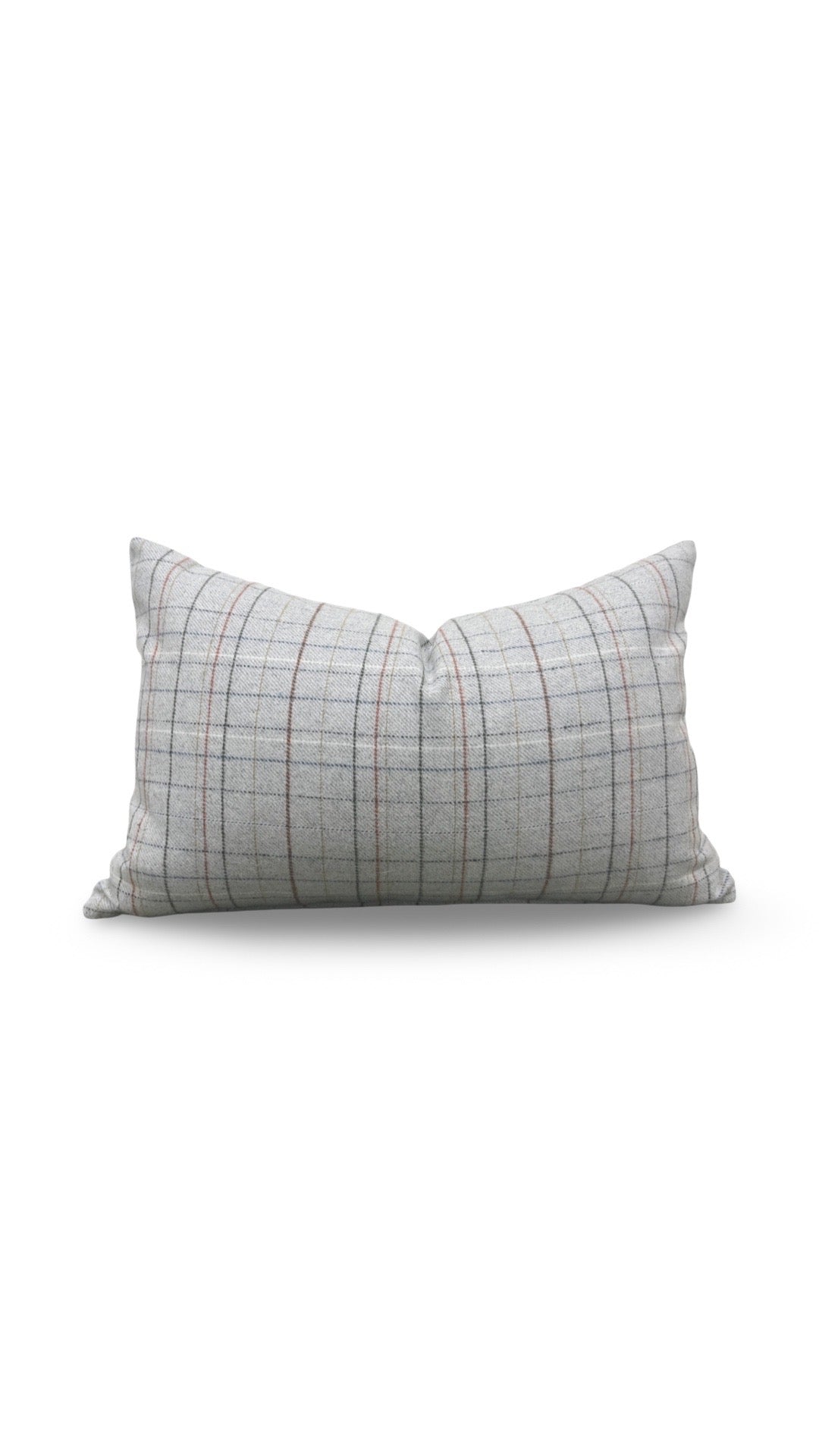 Check Patterned Lumbar Pillow Brentano Paper Clip 12x18" Knife Edge Cover