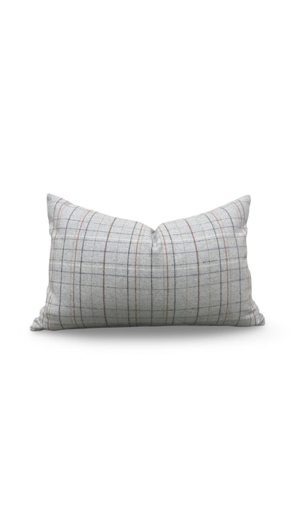 Check Patterned Lumbar Pillow Brentano Paper Clip 12x18" Knife Edge Cover