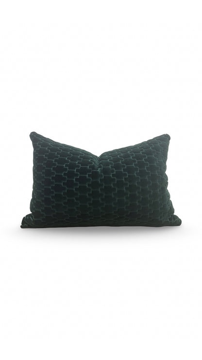 Brentano Fabric Lumbar Pillow Graviata Evergreen 12x18" Knife Edge Cover