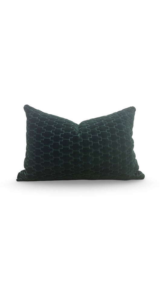 Brentano Fabric Lumbar Pillow Graviata Evergreen 12x18" Knife Edge Cover
