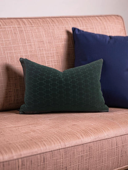 Brentano Fabric Lumbar Pillow Graviata Evergreen 12x18" Knife Edge Cover
