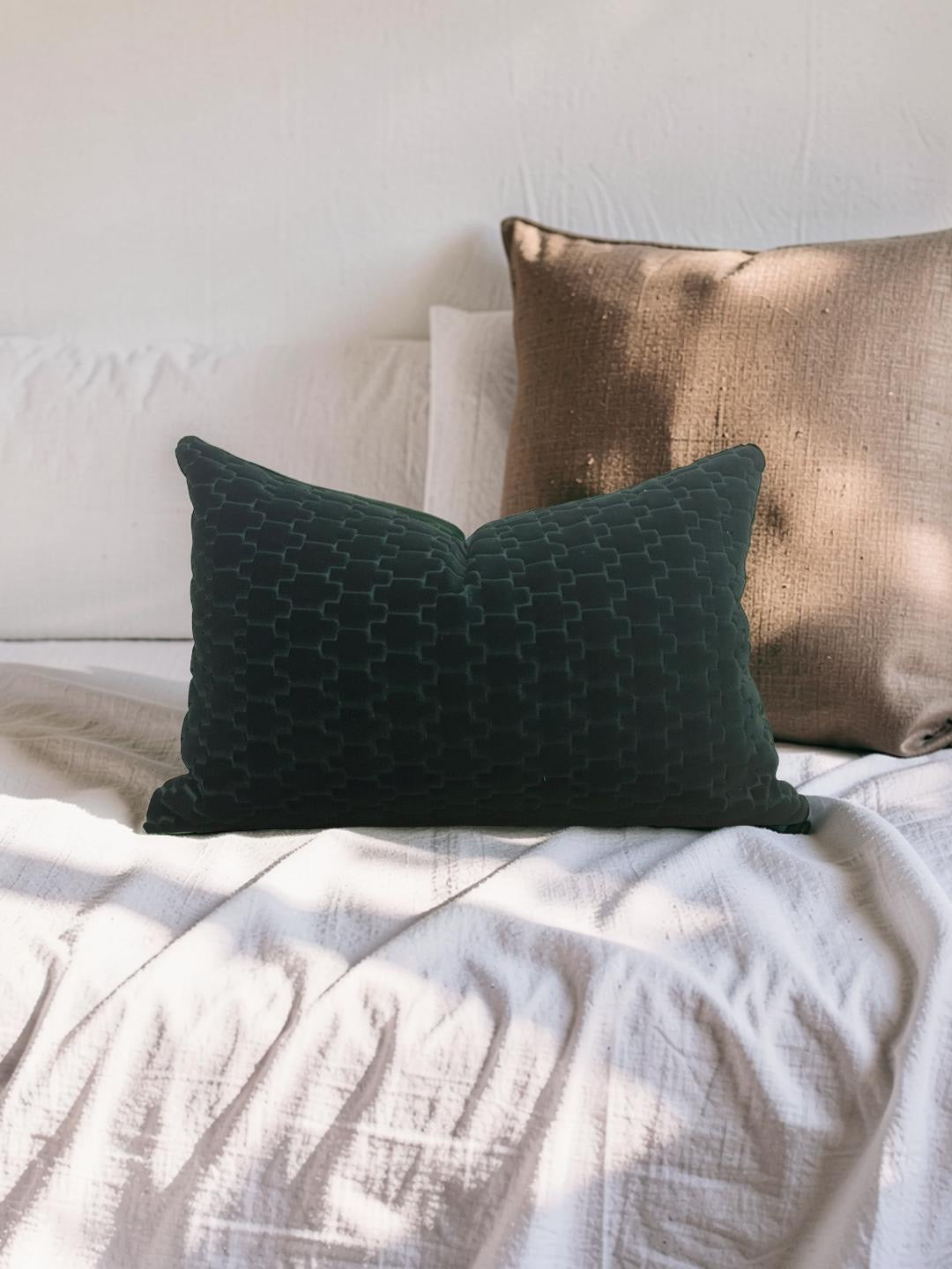 Brentano Fabric Lumbar Pillow Graviata Evergreen 12x18" Knife Edge Cover