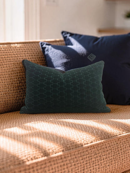 Brentano Fabric Lumbar Pillow Graviata Evergreen 12x18" Knife Edge Cover