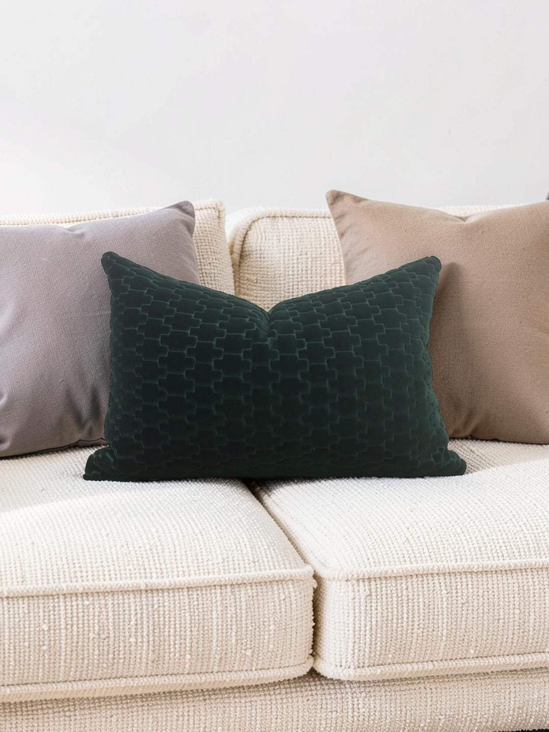 Brentano Fabric Lumbar Pillow Graviata Evergreen 12x18" Knife Edge Cover