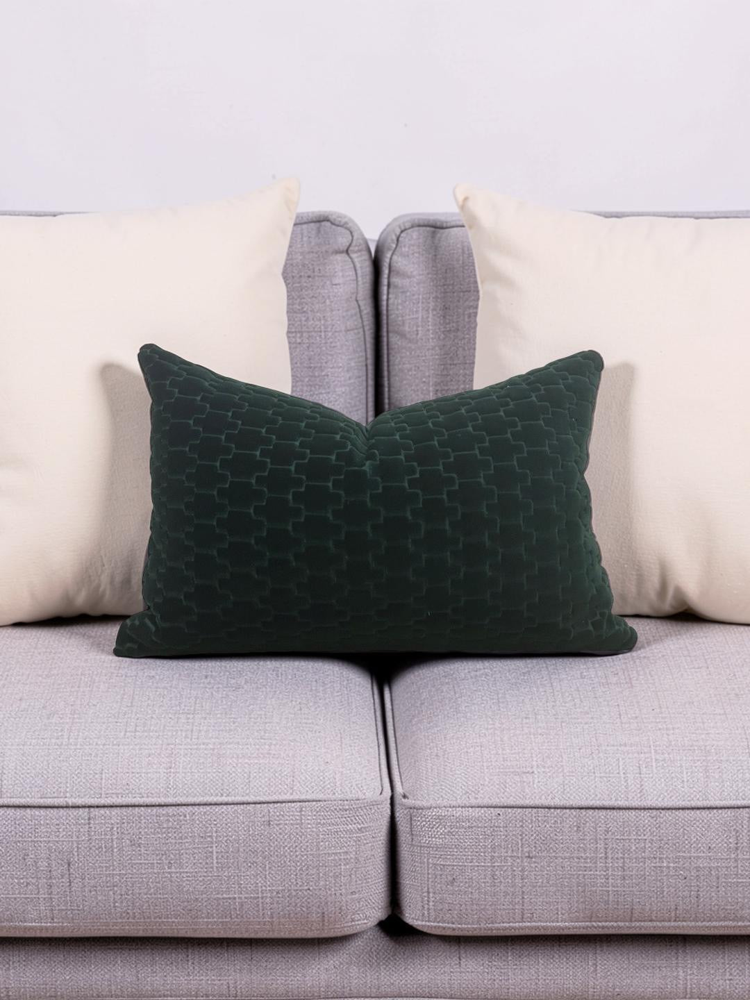 Brentano Fabric Lumbar Pillow Graviata Evergreen 12x18" Knife Edge Cover