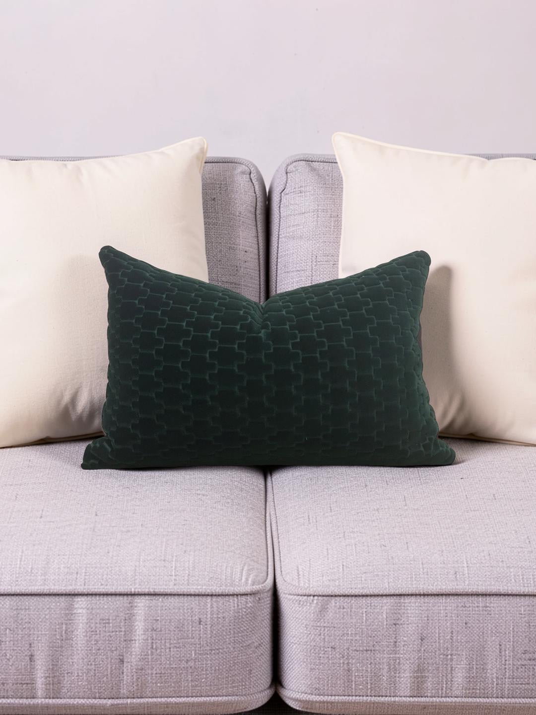 Brentano Fabric Lumbar Pillow Graviata Evergreen 12x18" Knife Edge Cover