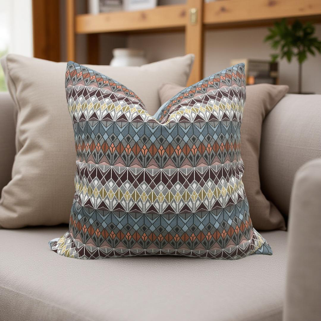 Colorful Decorative Pillow Vitreum Mookaite Jasper 18x18" Knife Edge Cover