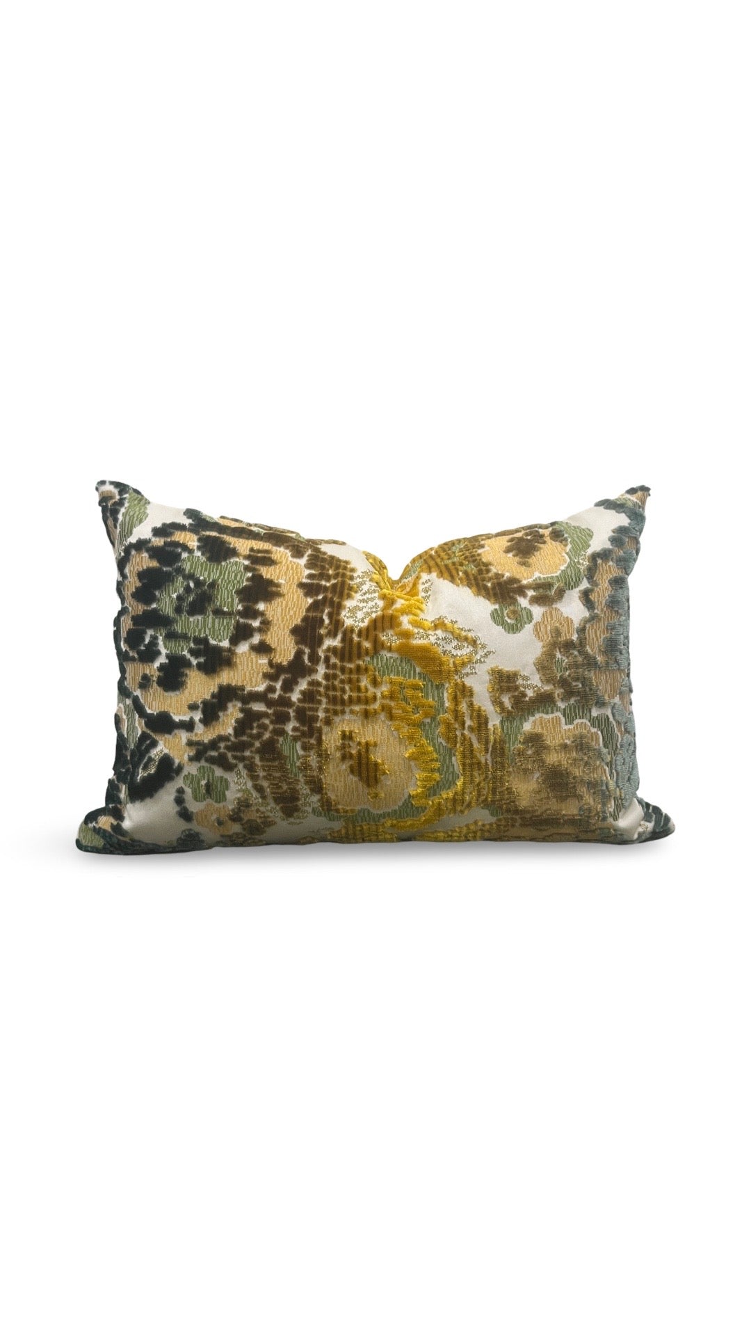 Brochier Lumbar Pillow Mimetic Flower Verde - 12x18" Knife Edge Cover