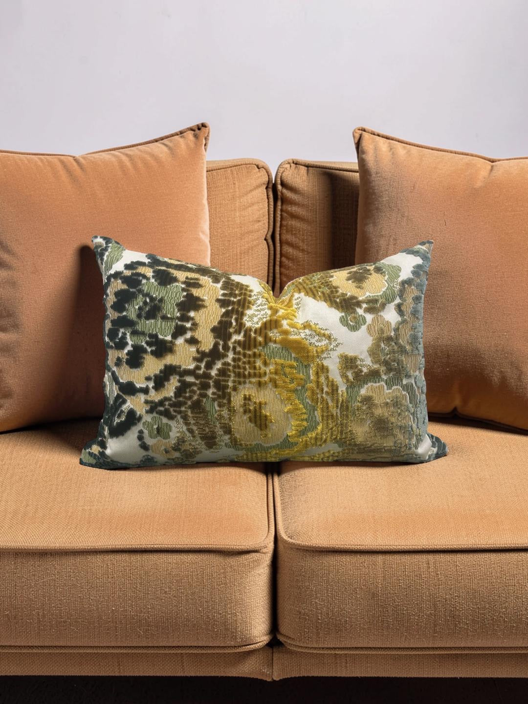 Brochier Lumbar Pillow Mimetic Flower Verde - 12x18" Knife Edge Cover