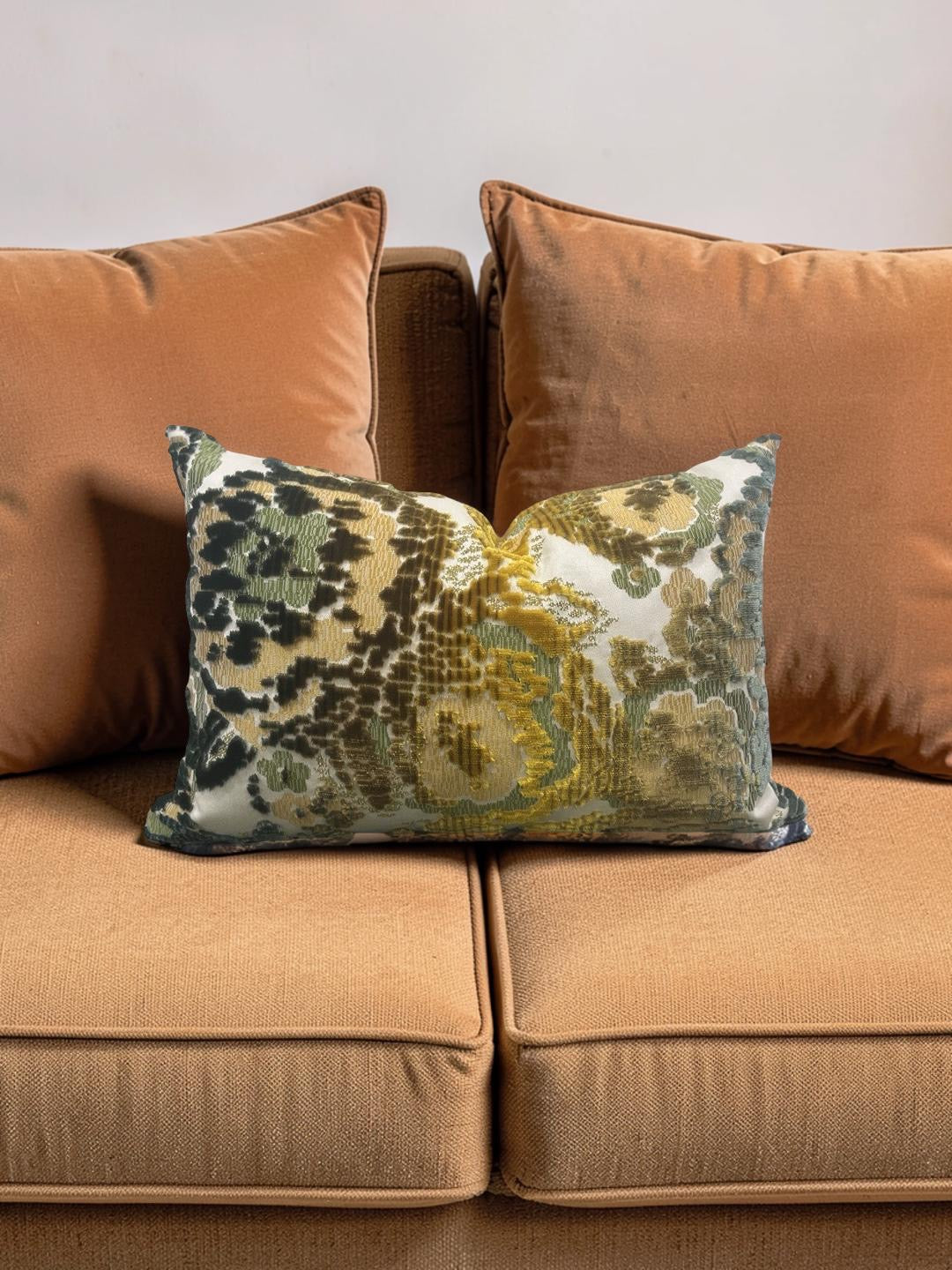 Brochier Lumbar Pillow Mimetic Flower Verde - 12x18" Knife Edge Cover