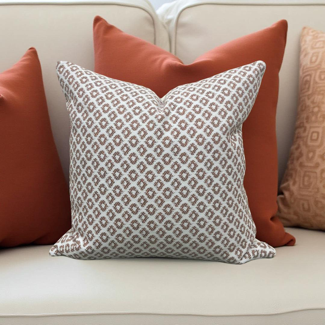 Designer Fabric Yak Naranja 22x22" Knife Edge Decorative Throw Pillow