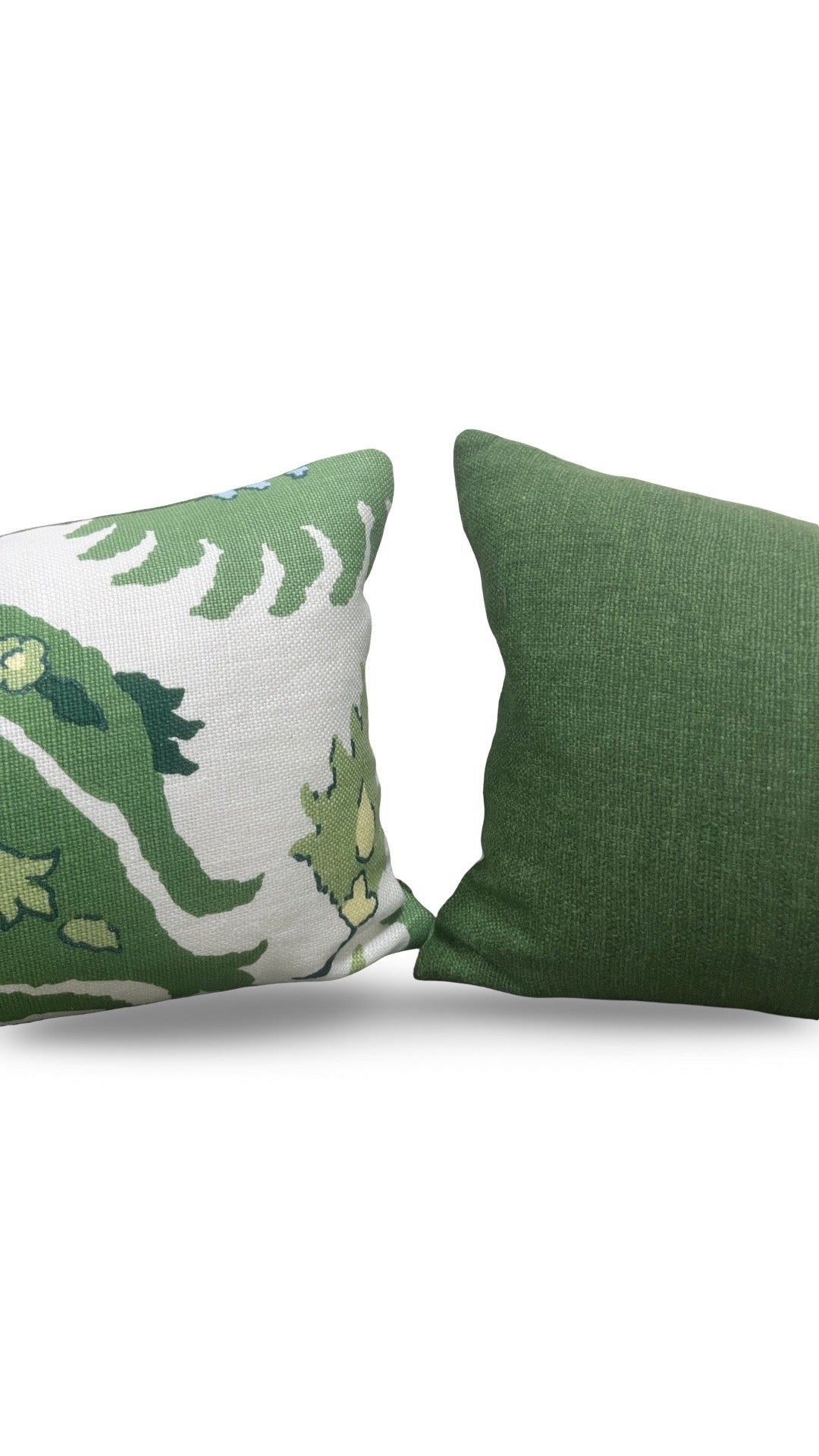 Brunschwig & Fils Lumbar Pillow Kashmiri Linen Print Leaf Aloe 12x18" Knife Edge Cover