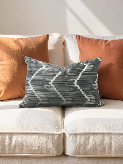 Kravet Fabric Lumbar Pillow Highs And Lows Anthracite 12x18" Knife Edge Cover