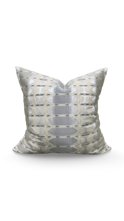 Jim Thompson Embroidered Fabric Decorative Pillow Sulawesi Stripe Cloud 22x22" Knife Edge Cover