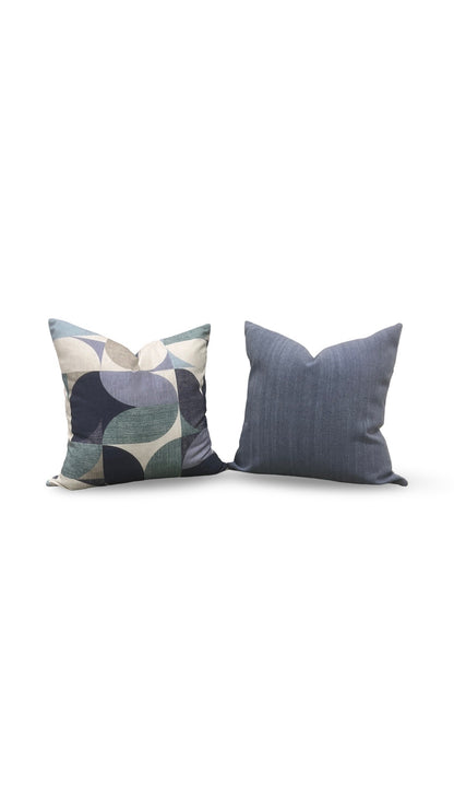 Decorative Pillow Reno Mineral & Navy 18x18" Knife Edge Cover