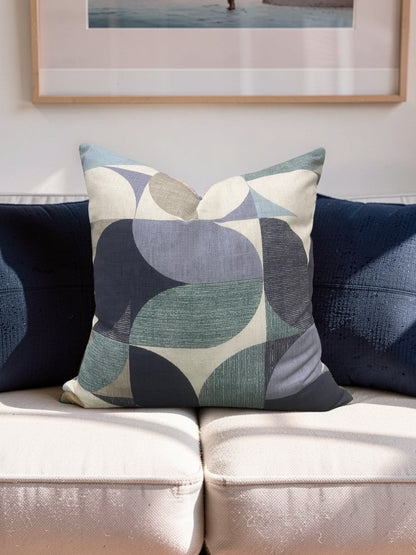 Decorative Pillow Reno Mineral & Navy 18x18" Knife Edge Cover
