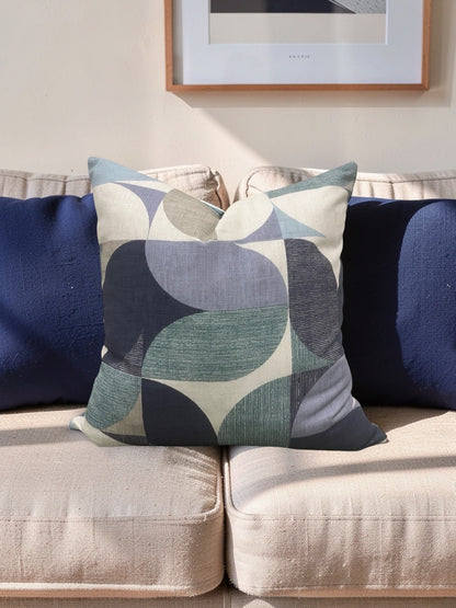 Decorative Pillow Reno Mineral & Navy 18x18" Knife Edge Cover
