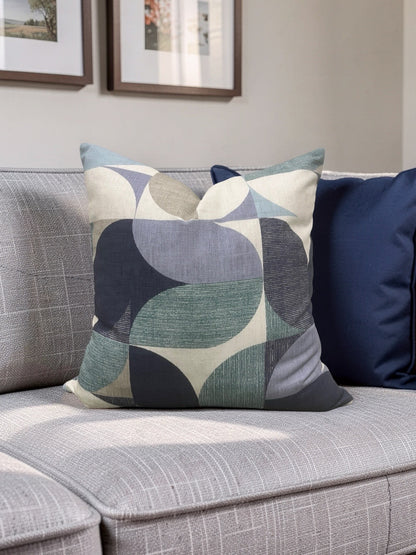 Decorative Pillow Reno Mineral & Navy 18x18" Knife Edge Cover