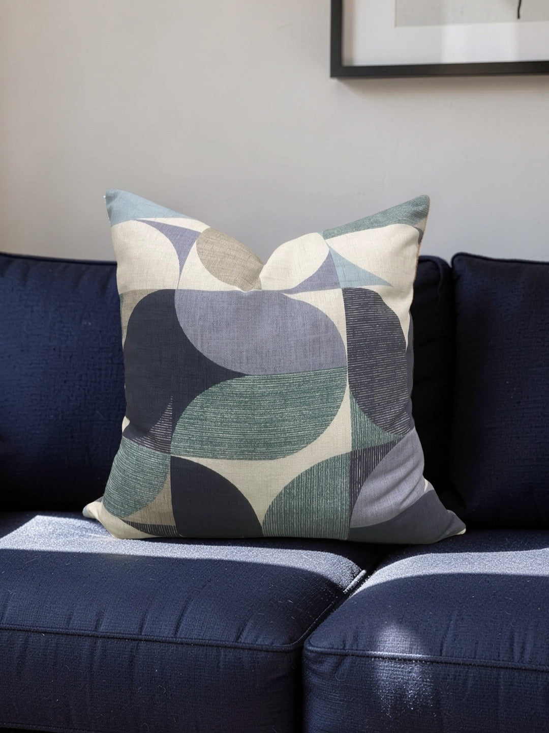 Decorative Pillow Reno Mineral & Navy 18x18" Knife Edge Cover