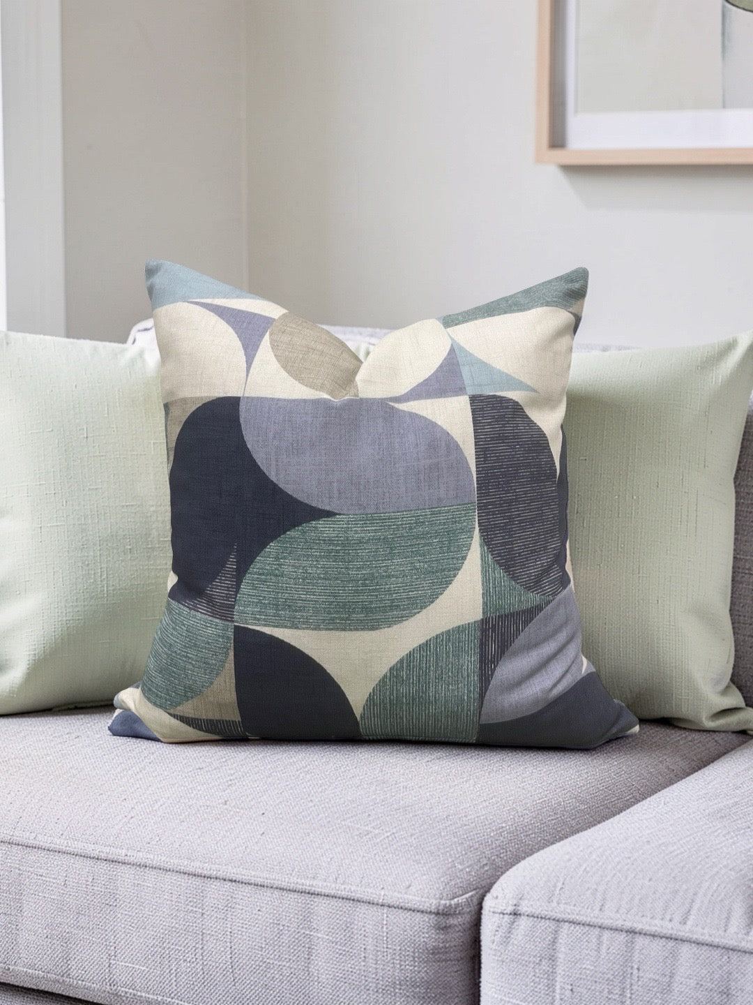 Decorative Pillow Reno Mineral & Navy 18x18" Knife Edge Cover