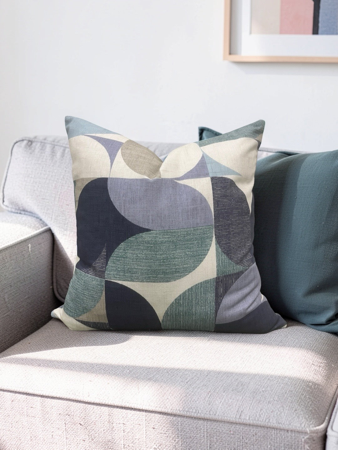 Decorative Pillow Reno Mineral & Navy 18x18" Knife Edge Cover