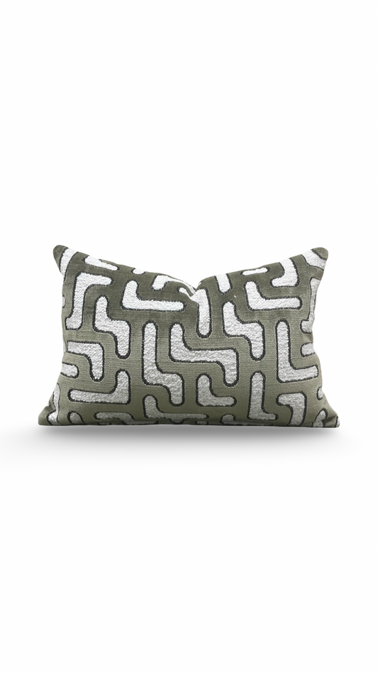 Lumbar Pillow Bryce Kaki 12x18" Knife Edge Cover