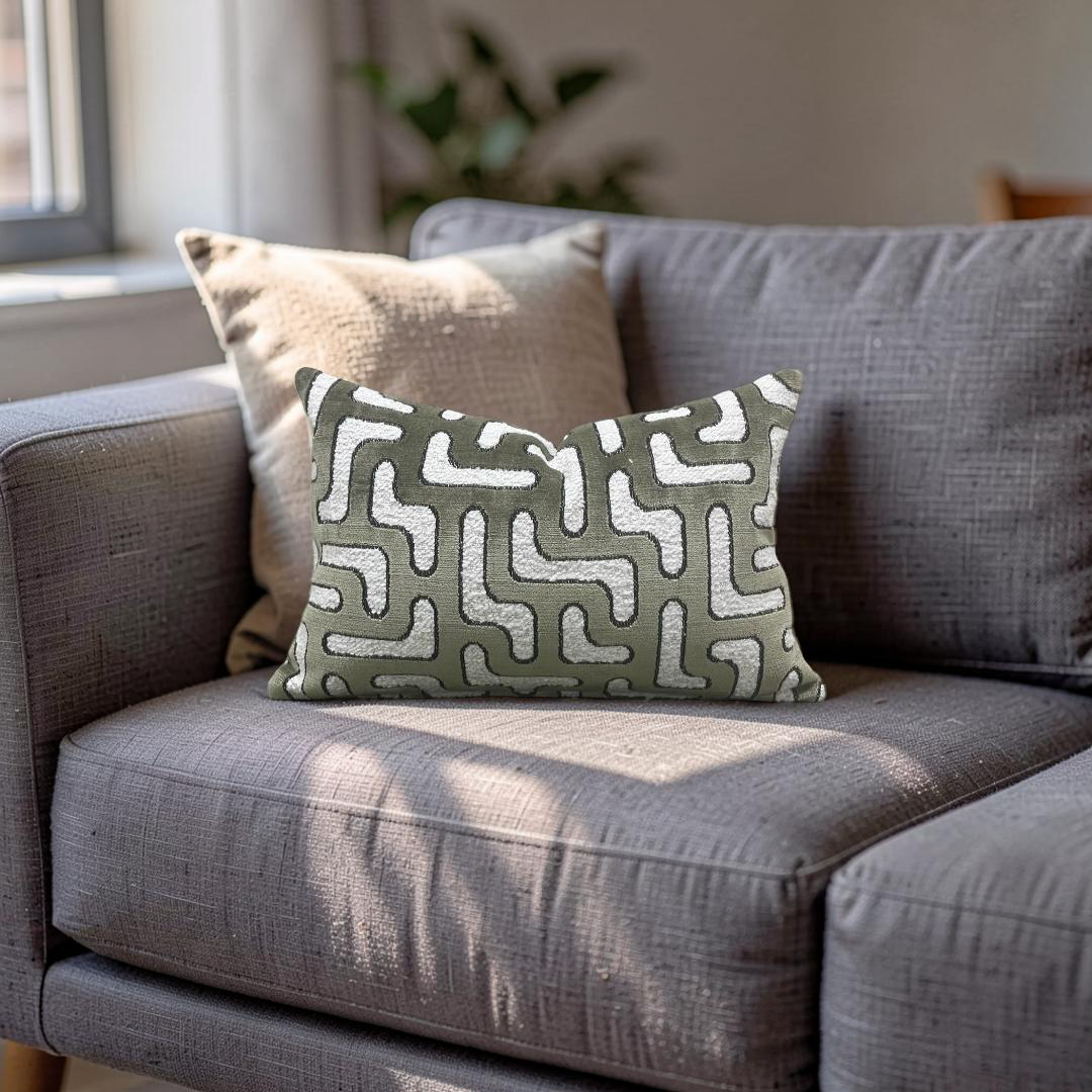 Lumbar Pillow Bryce Kaki 12x18" Knife Edge Cover