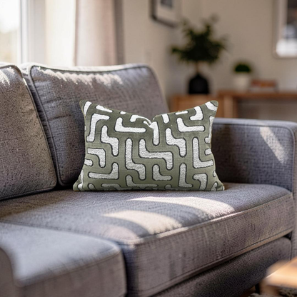 Lumbar Pillow Bryce Kaki 12x18" Knife Edge Cover