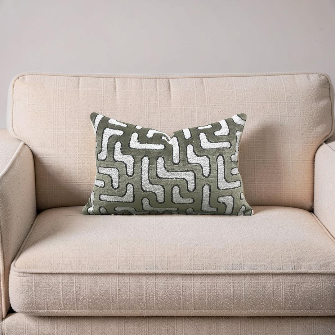 Lumbar Pillow Bryce Kaki 12x18" Knife Edge Cover