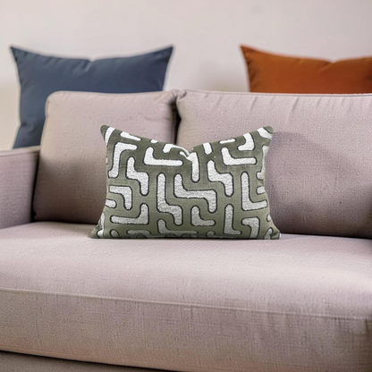 Lumbar Pillow Bryce Kaki 12x18" Knife Edge Cover