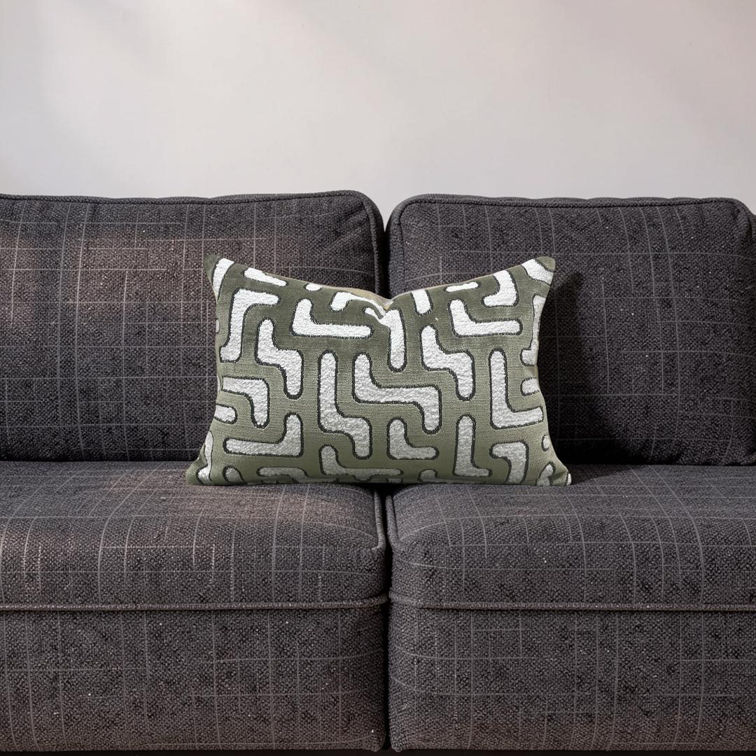 Lumbar Pillow Bryce Kaki 12x18" Knife Edge Cover