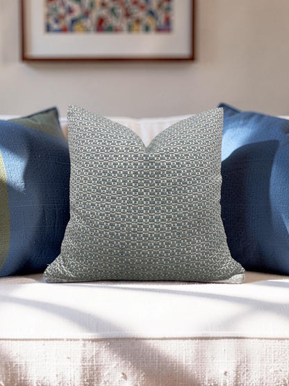 Casamance Decorative Pillow Chester Bleu 22x22" Knife Edge Cover
