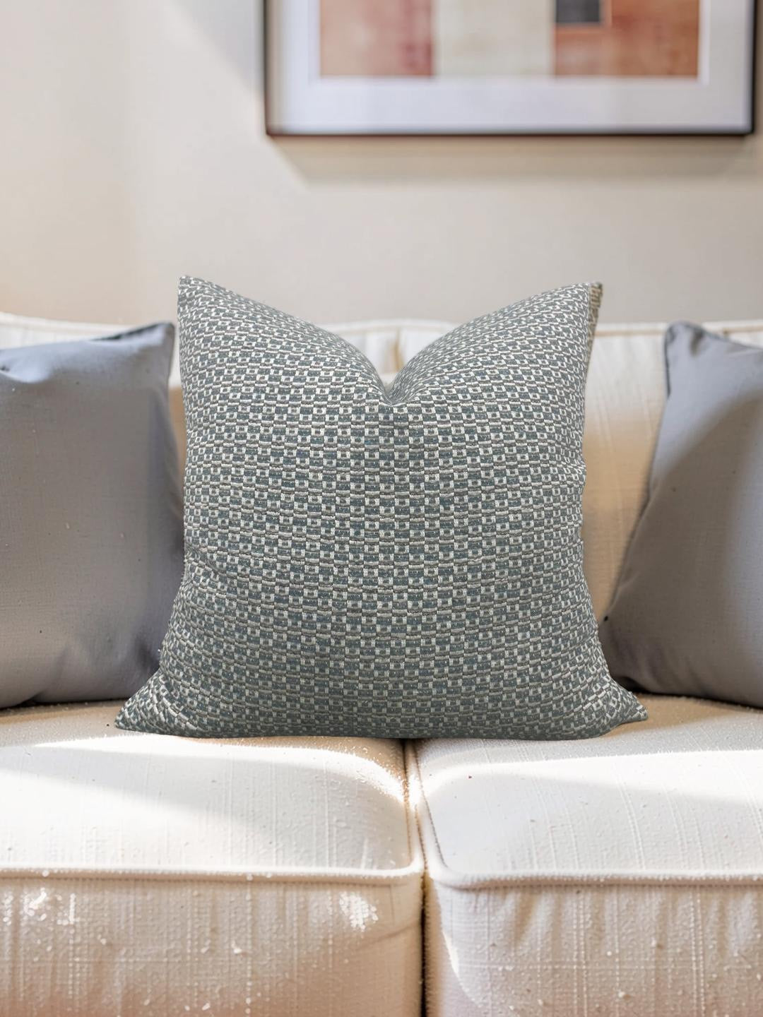 Casamance Decorative Pillow Chester Bleu 22x22" Knife Edge Cover