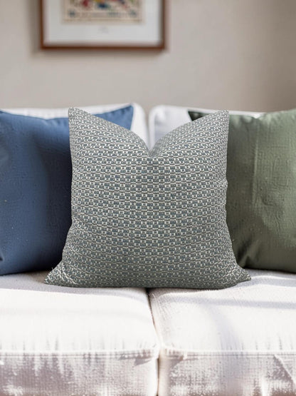 Casamance Decorative Pillow Chester Bleu 22x22" Knife Edge Cover