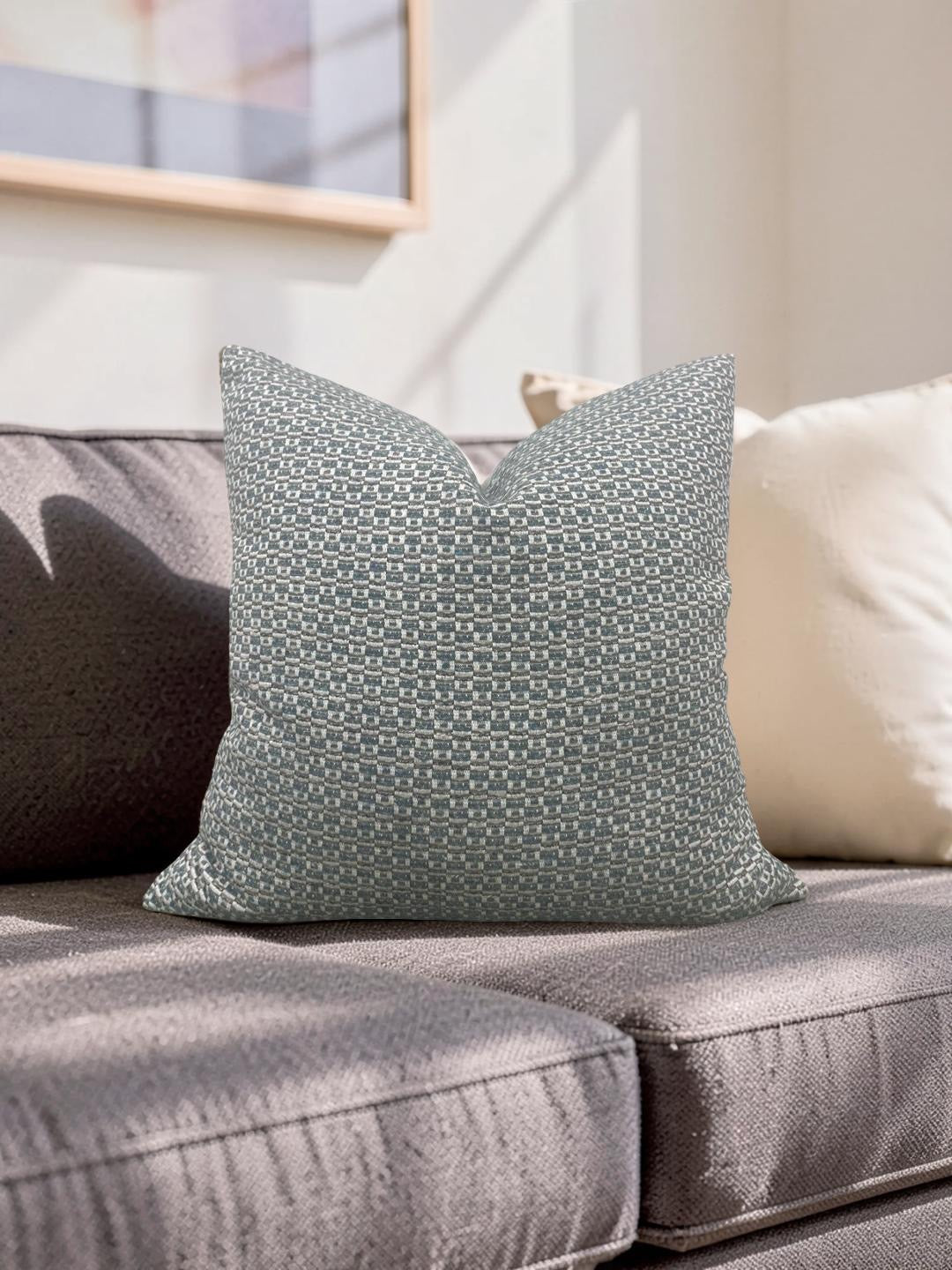 Casamance Decorative Pillow Chester Bleu 22x22" Knife Edge Cover