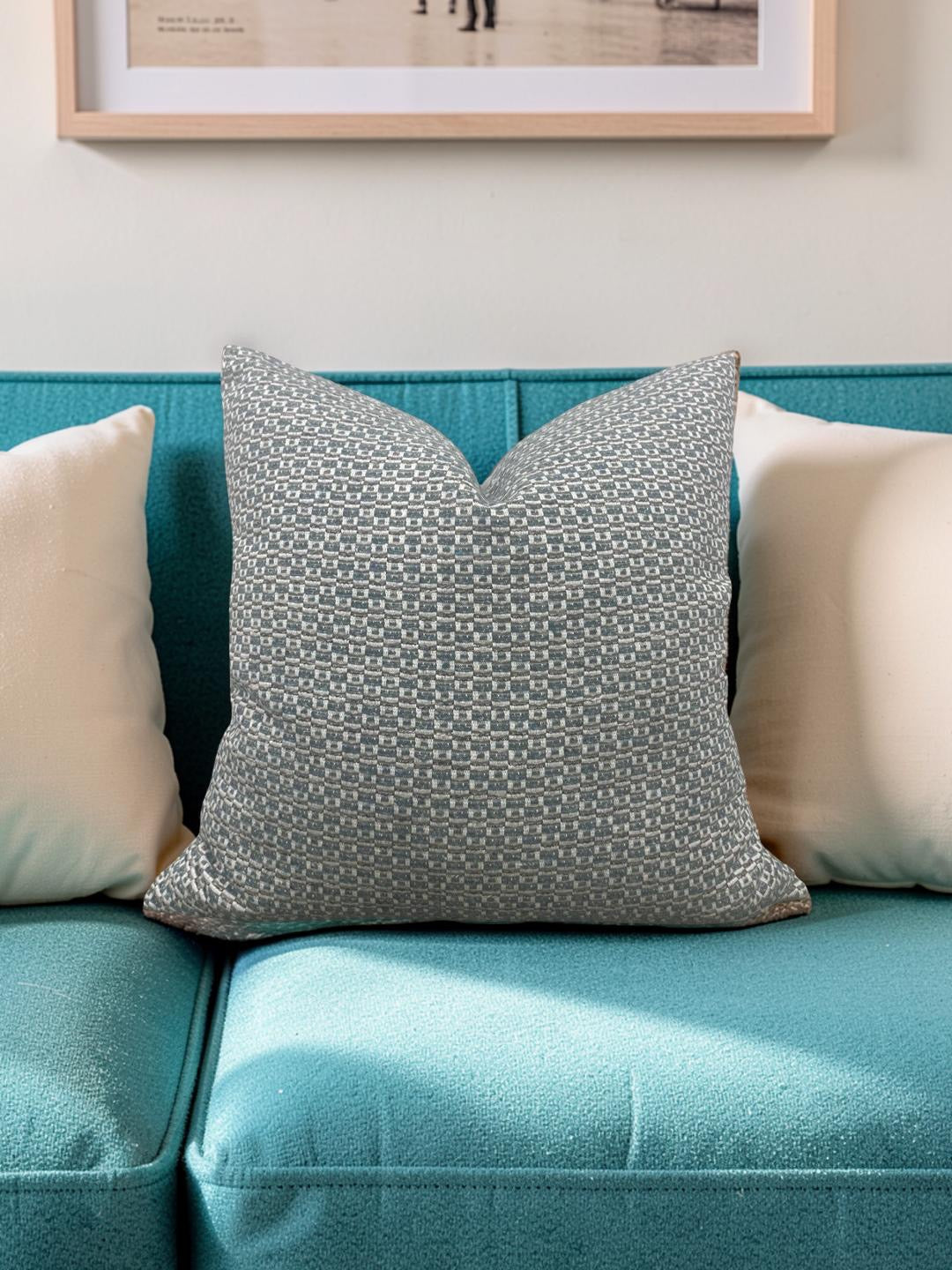 Casamance Decorative Pillow Chester Bleu 22x22" Knife Edge Cover