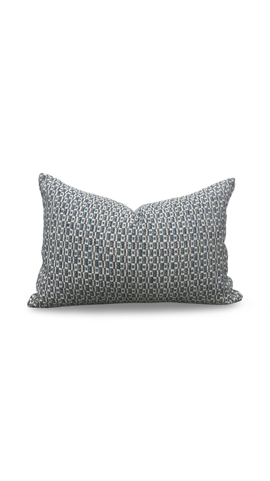 Casamance Chester Bleu Lumbar Pillow - 12x18" Knife Edge Cover