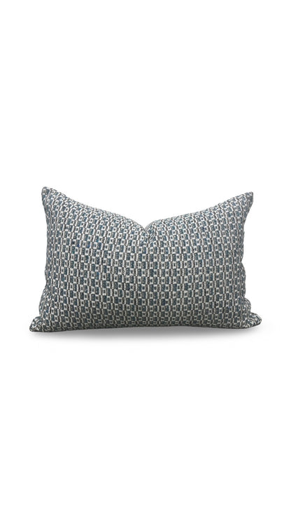 Casamance Chester Bleu Lumbar Pillow - 12x18" Knife Edge Cover