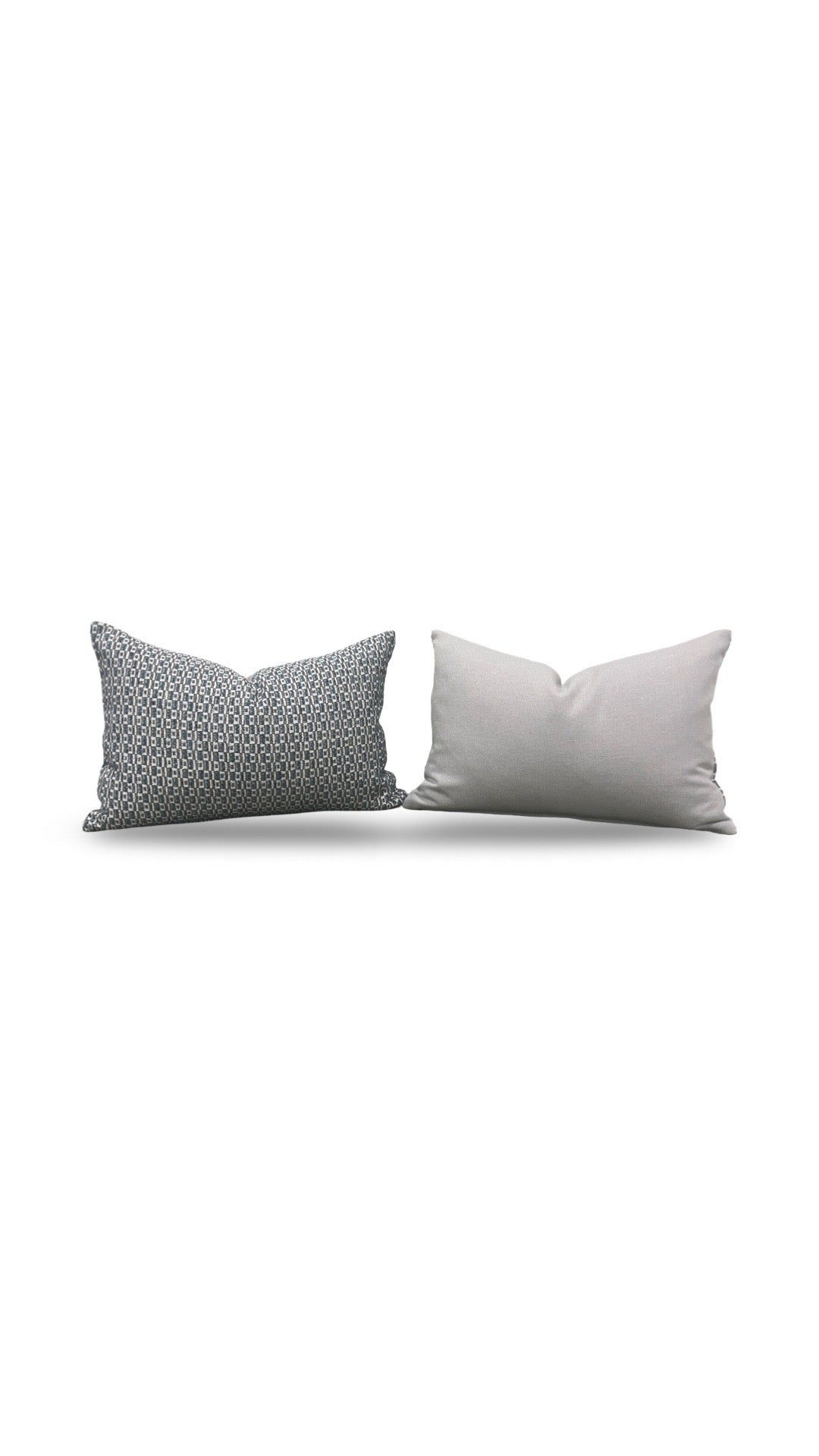 Casamance Chester Bleu Lumbar Pillow - 12x18" Knife Edge Cover