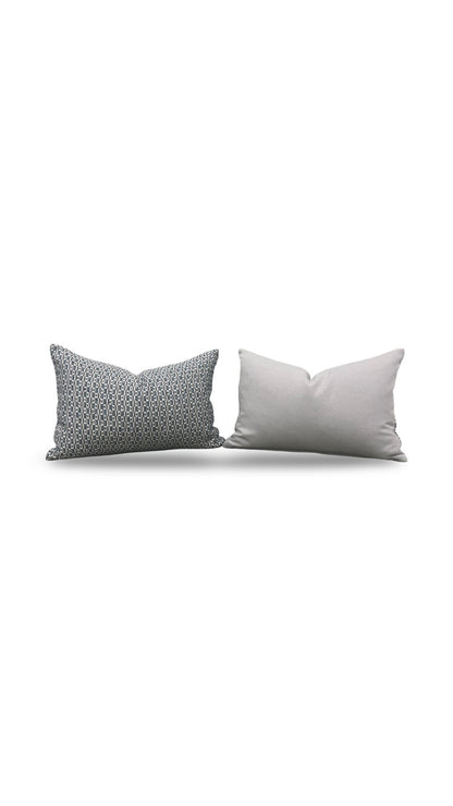 Casamance Chester Bleu Lumbar Pillow - 12x18" Knife Edge Cover
