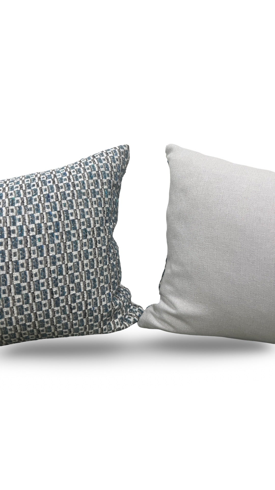 Casamance Chester Bleu Lumbar Pillow - 12x18" Knife Edge Cover