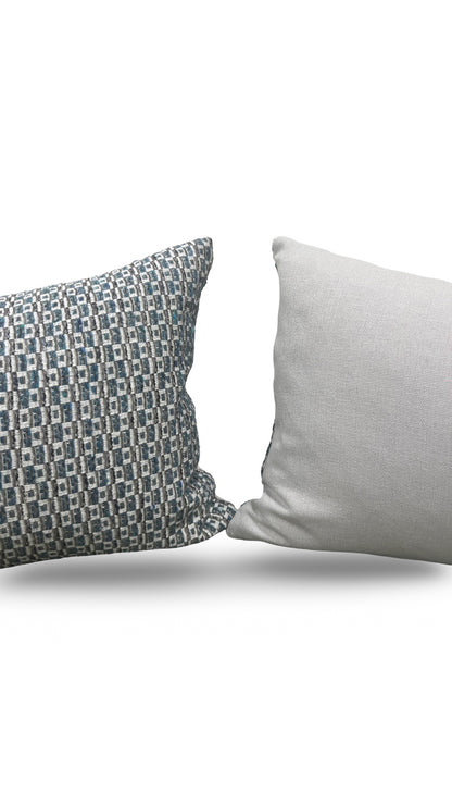 Casamance Chester Bleu Lumbar Pillow - 12x18" Knife Edge Cover