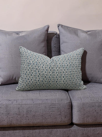 Casamance Chester Bleu Lumbar Pillow - 12x18" Knife Edge Cover
