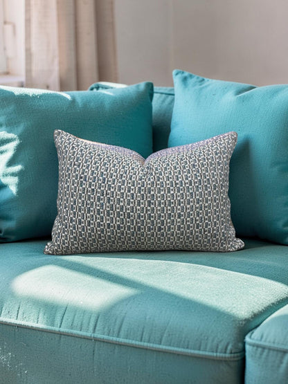 Casamance Chester Bleu Lumbar Pillow - 12x18" Knife Edge Cover