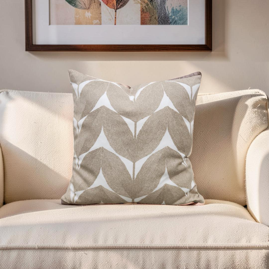 Casamance Decorative Pillow Herbes Folles Beige 20x20" Knife Edge Cover