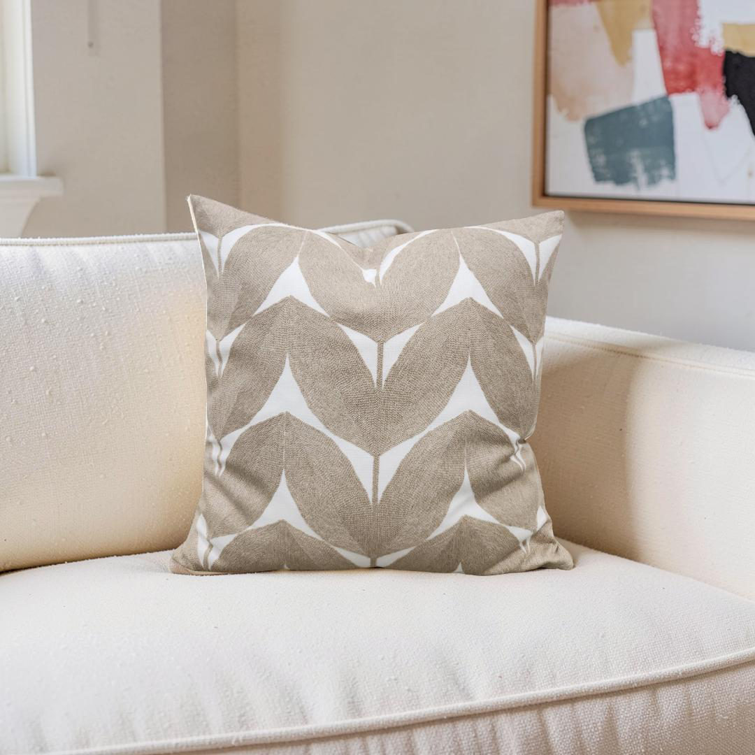 Casamance Decorative Pillow Herbes Folles Beige 20x20" Knife Edge Cover