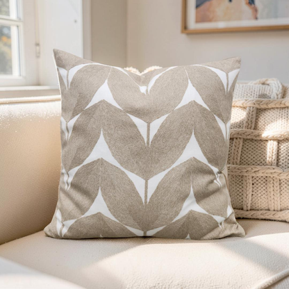Casamance Decorative Pillow Herbes Folles Beige 20x20" Knife Edge Cover