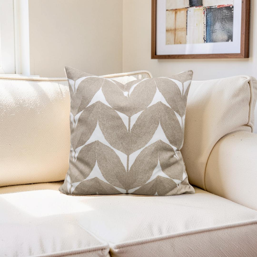 Casamance Decorative Pillow Herbes Folles Beige 20x20" Knife Edge Cover