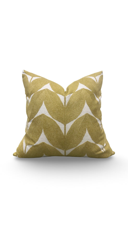 Casamance Decorative Pillow Herbes Folles Moutarde 22x22" Knife Edge Cover