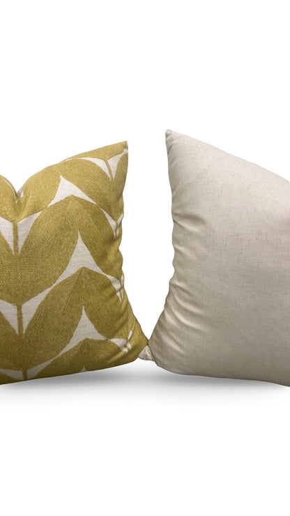 Casamance Decorative Pillow Herbes Folles Moutarde 22x22" Knife Edge Cover